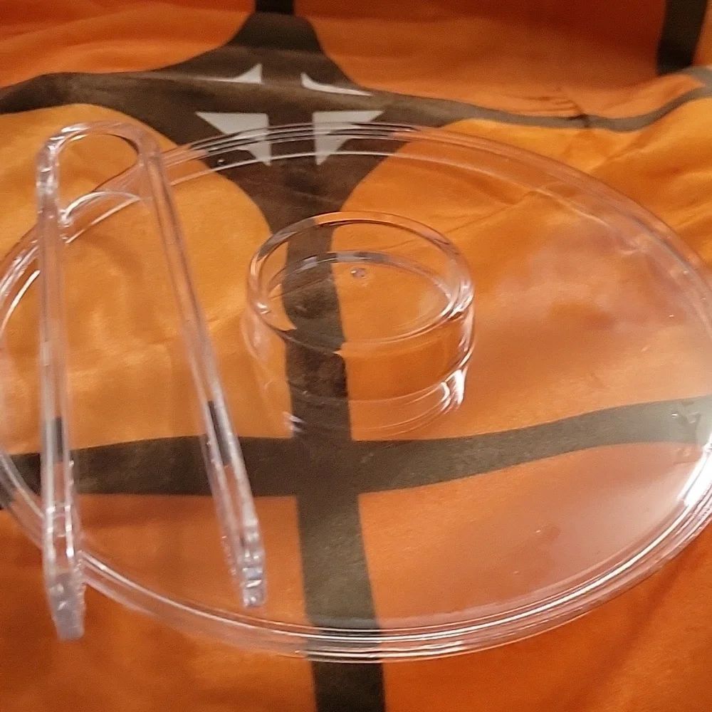West Elm Acrylic Ribbed Ice Bucket w/Tongs